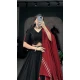 Black Polester Viscose Chanderi Plain Garba Wear Lehenga Choli - 10396193778