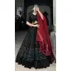 Black Polester Viscose Chanderi Plain Garba Wear Plus Size Lehenga Choli - 10396193778