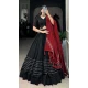 Black Polester Viscose Chanderi Plain Garba Wear Lehenga Choli - 10396193778