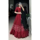 Maroon Polester Viscose Chanderi Plain Garba Wear Lehenga Choli - 10396193779
