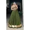 Mehendi Green Rayon Plain Garba Wear Plus Size Lehenga Choli - 10396193782