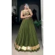 Mehendi Green Rayon Plain Garba Wear Lehenga Choli - 10396193782