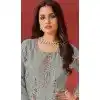 Green Organza Embroidered Pakistani Style Plus Size Salwar Kameez - 10412193844