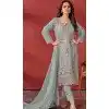 Green Organza Embroidered Pakistani Style Plus Size Salwar Kameez - 10412193844