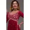 Maroon Georgette Embroidered Readymade Palazzo Plus Size Salwar Suit - 10425193893