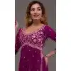 Purple Georgette Embroidered Readymade Palazzo Plus Size Salwar Suit - 10425193894