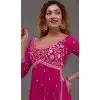 Rani Pink Georgette Embroidered Readymade Palazzo Plus Size Salwar Suit - 10425193895