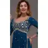 Teal Blue Georgette Embroidered Readymade Palazzo Plus Size Salwar Suit - 10425193896