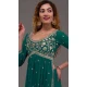 Green Georgette Embroidered Readymade Palazzo Salwar Suit - 10425193897