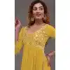 Mustard Georgette Embroidered Readymade Palazzo Plus Size Salwar Suit - 10425193898