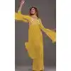 Mustard Georgette Embroidered Readymade Palazzo Plus Size Salwar Suit - 10425193898