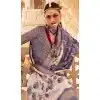 Blue Silk Foil Print Work Traditional Wear Plus Size Saree - 10442193973