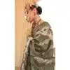 Green Silk Foil Print Work Traditional Wear Plus Size Saree - 10442193974