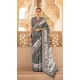Grey Silk Foil Print Work Traditional Wear Saree - 10442193975