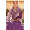 Purple Silk Foil Print Work Traditional Wear Plus Size Saree - 10442193976