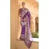 Purple Silk Foil Print Work Traditional Wear Plus Size Saree - 10442193976