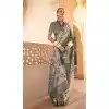 Silk Foil Print Work Traditional Wear Plus Size Saree In Grey - 10442193978