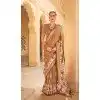 Brown Silk Foil Print Work Traditional Wear Plus Size Saree - 10442193980
