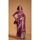 Georgette Weaving Work Party Wear Saree In Wine - 10445193990