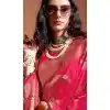 Georgette Weaving Work Plus Size Party Wear Saree In Rani Pink - 10445193991
