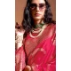 Georgette Weaving Work Party Wear Saree In Rani Pink - 10445193991