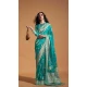 Georgette Weaving Work Party Wear Saree In Firozi - 10445193993