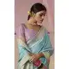 Sky Blue Viscose Silk Zari Work Designer Wear Plus Size Saree - 10447194005