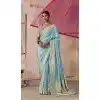 Sky Blue Viscose Silk Zari Work Designer Wear Plus Size Saree - 10447194005