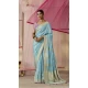 Sky Blue Viscose Silk Zari Work Designer Wear Saree - 10447194005