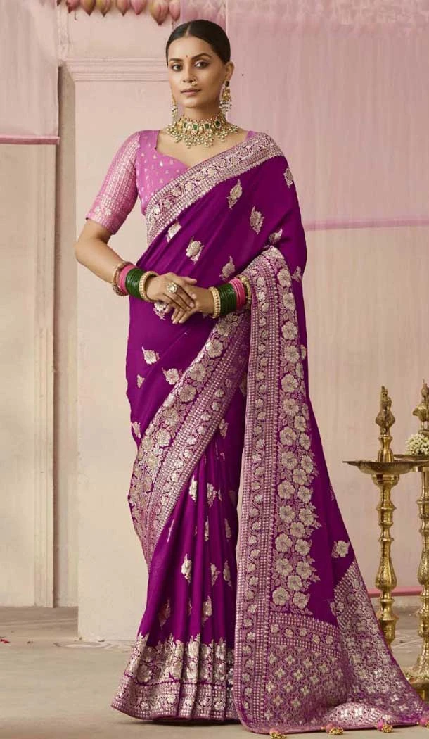 Purple Viscose Silk Zari Work Designer Wear Saree - 10447194011 Purple Viscose Silk Zari Work Designer Wear Saree - 10447194011
