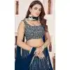 Georgette Leheriya Printed Party Wear Plus Size Lehenga Choli In Navy Blue - 10452194039