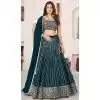 Georgette Leheriya Printed Party Wear Plus Size Lehenga Choli In Teal Green - 10452194040
