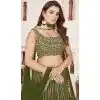 Georgette Leheriya Printed Party Wear Plus Size Lehenga Choli In Olive Green - 10452194041