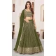 Georgette Leheriya Printed Party Wear Lehenga Choli In Olive Green - 10452194041