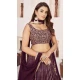 Georgette Leheriya Printed Party Wear Lehenga Choli In Wine - 10452194042
