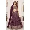 Georgette Leheriya Printed Party Wear Plus Size Lehenga Choli In Wine - 10452194042