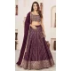 Georgette Leheriya Printed Party Wear Lehenga Choli In Wine - 10452194042