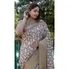 Brown Dola Silk Printed Traditional Wear Plus Size Saree - 10457194062