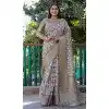 Brown Dola Silk Printed Traditional Wear Plus Size Saree - 10457194062