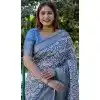 Blue Dola Silk Printed Traditional Wear Plus Size Saree - 10457194063