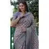 Grey Dola Silk Printed Traditional Wear Plus Size Saree - 10457194065