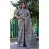 Grey Dola Silk Printed Traditional Wear Plus Size Saree - 10457194065