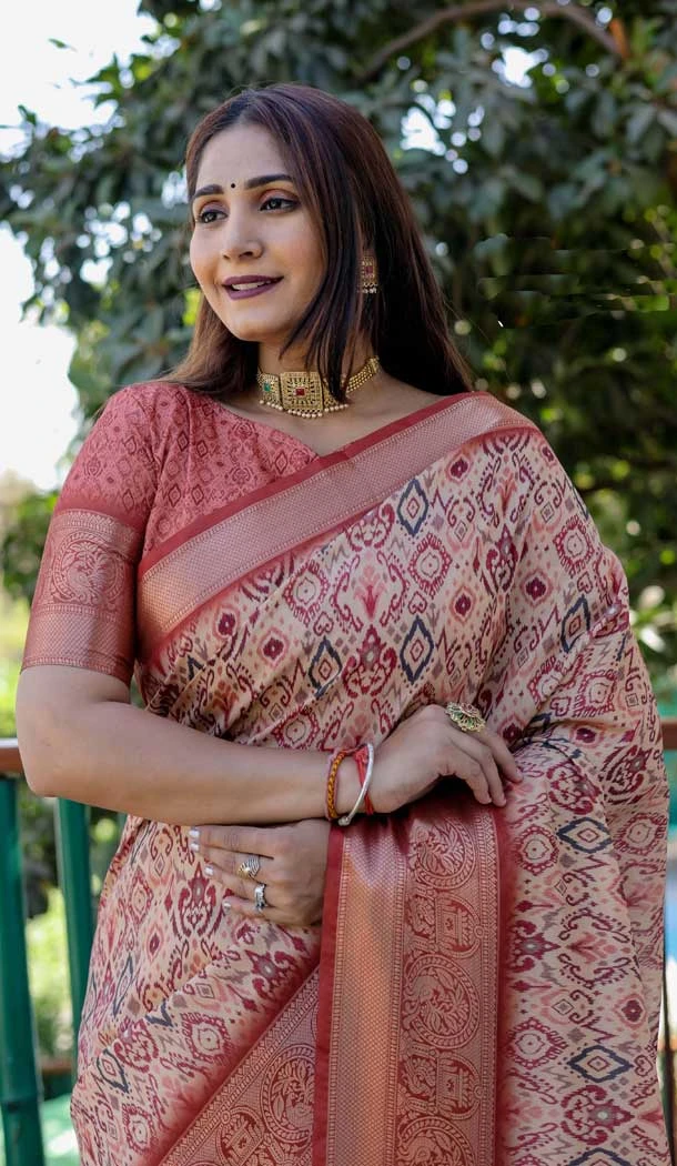 Maroon Dola Silk Printed Traditional Wear Saree - 10457194066