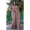 Peach Dola Silk Printed Traditional Wear Plus Size Saree - 10457194067