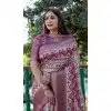 Purple Dola Silk Printed Traditional Wear Plus Size Saree - 10457194068