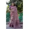 Purple Dola Silk Printed Traditional Wear Plus Size Saree - 10457194068