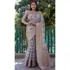 Cream Dola Silk Printed Traditional Wear Plus Size Saree - 10457194071