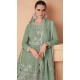 Chinon Sequins Work Pakistani Style Sharara Suit In Pista - 10471194126
