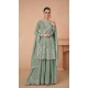 Chinon Sequins Work Pakistani Style Sharara Suit In Pista - 10471194126