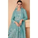 Chinon Sequins Work Pakistani Style Sharara Suit In Aqua Blue - 10471194127